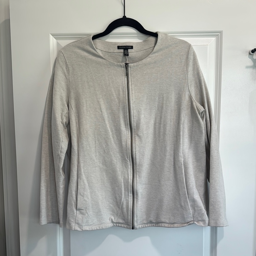 Women's Eileen Fisher Gray Zip-Up Top